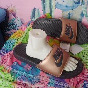 NEW Nike | slide sandals rose gold red bronze 11